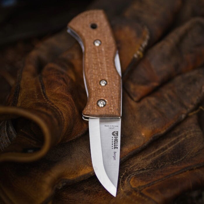 Helle Mustard Jute Micarta folding knife