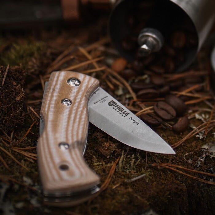 Helle Beige Canvas Micarta folding knife